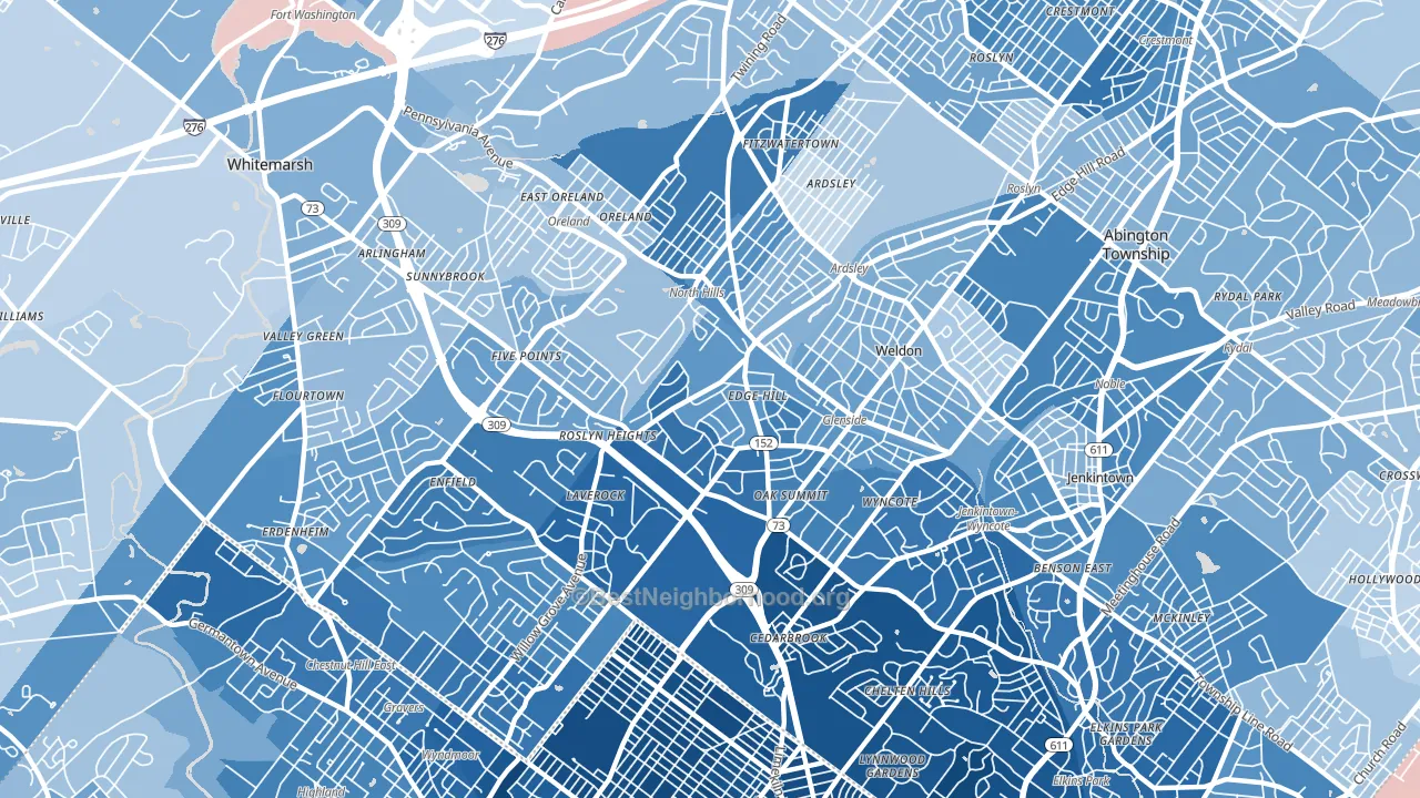 19038, PA block-group political-lean map