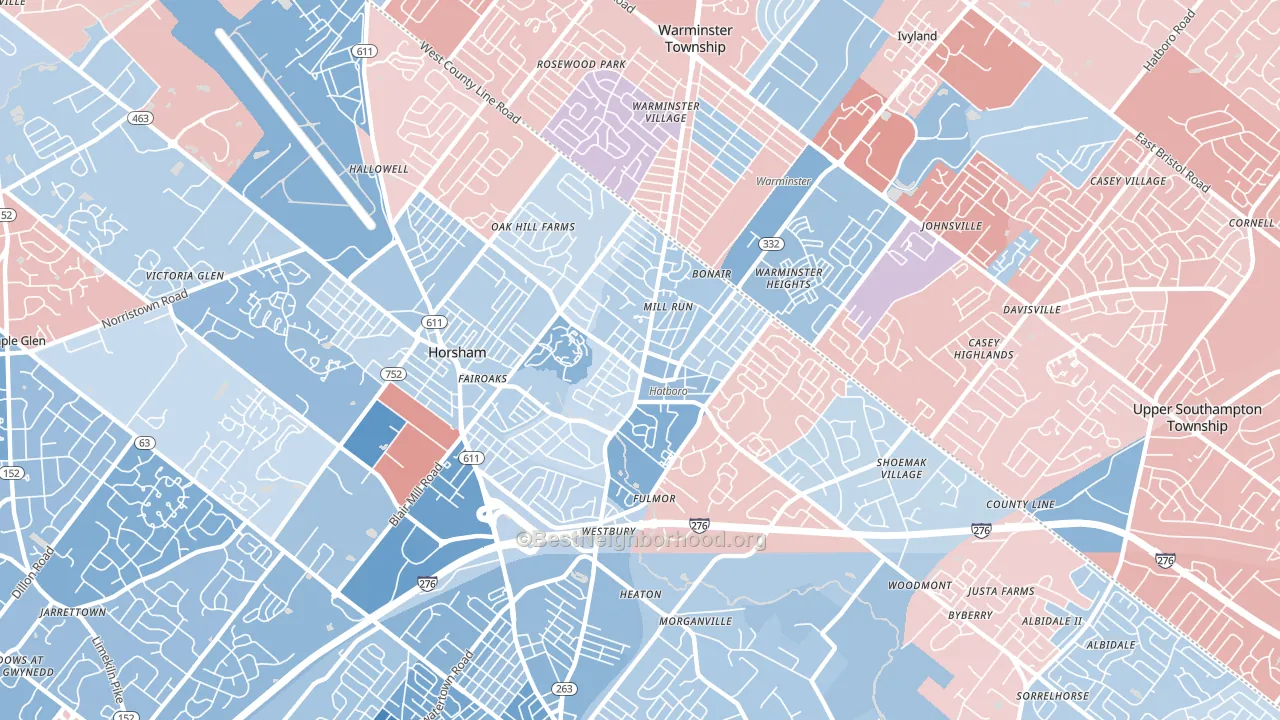 19040, PA block-group political-lean map