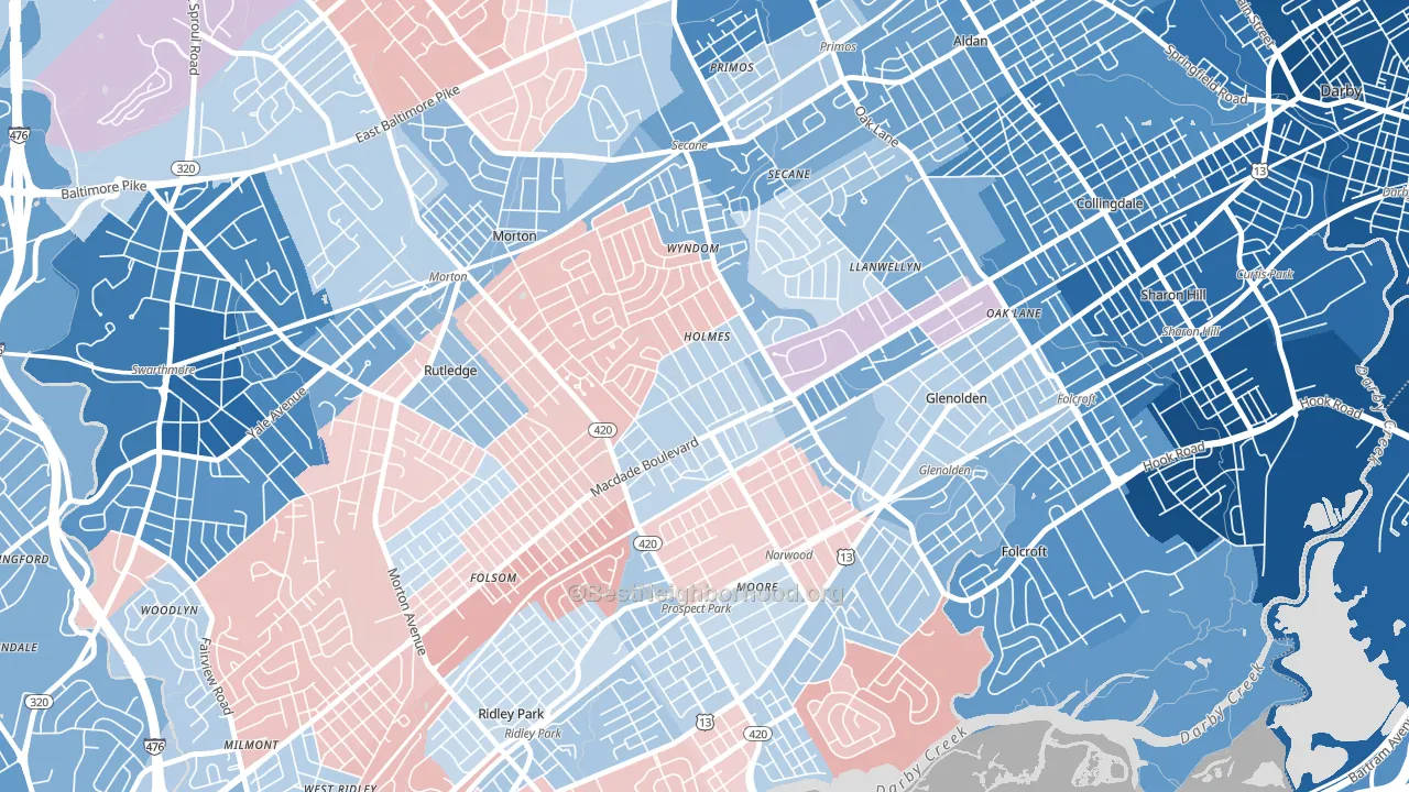 19043, PA block-group political-lean map