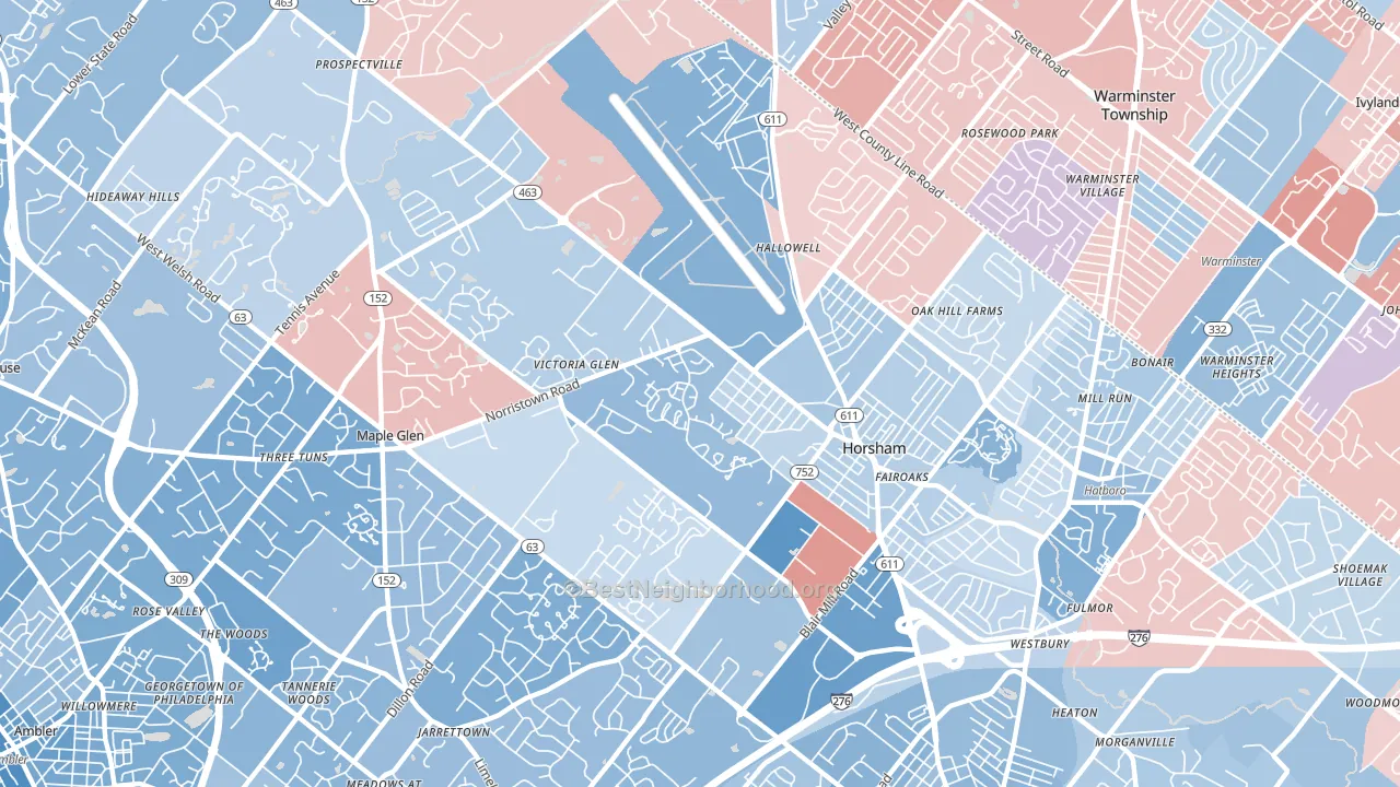 19044, PA block-group political-lean map