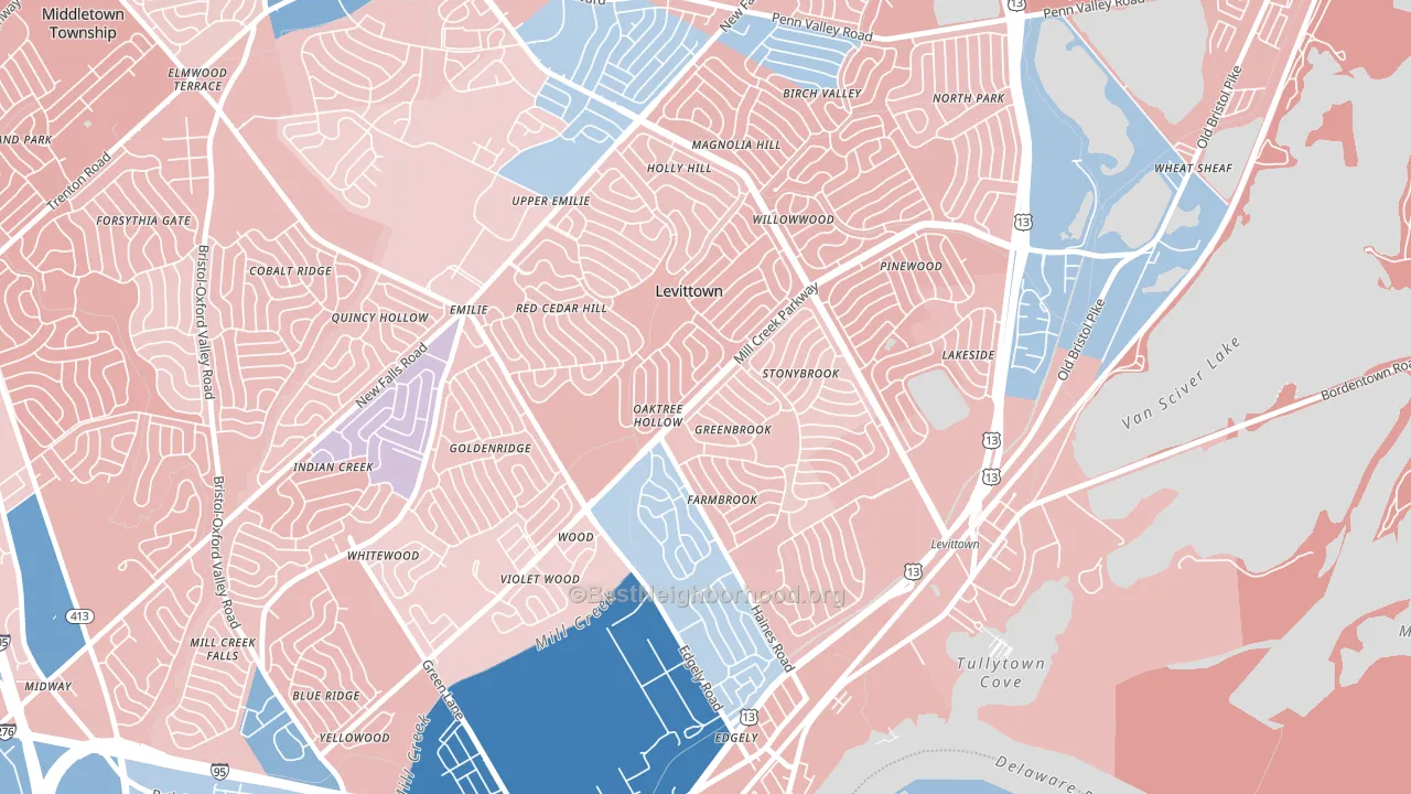 19055, PA block-group political-lean map