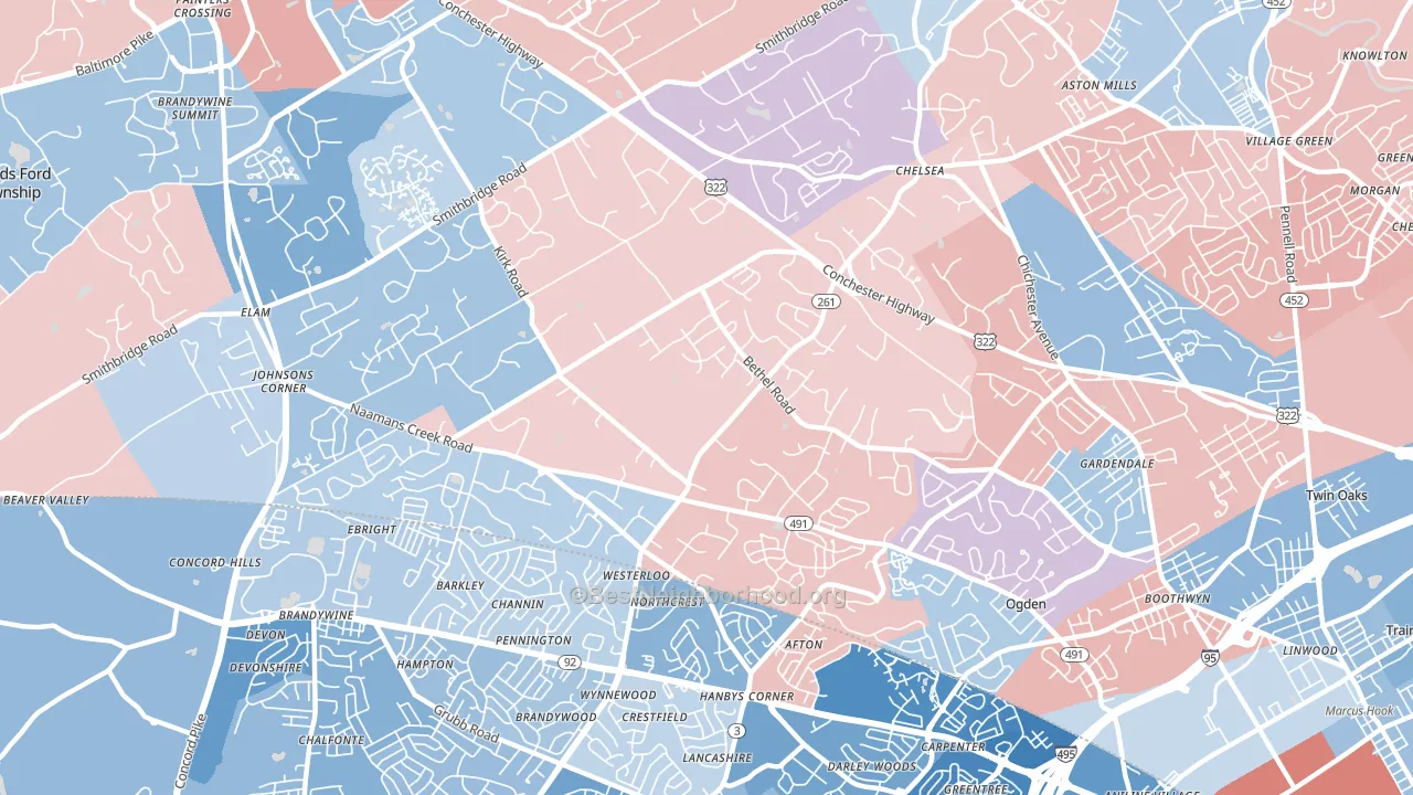 19060, PA block-group political-lean map