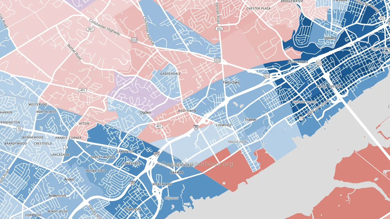 19061, PA block-group political-lean map