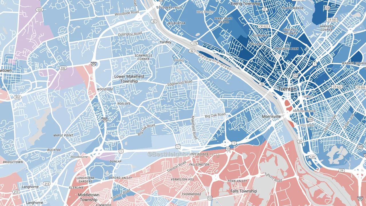 19067, PA block-group political-lean map
