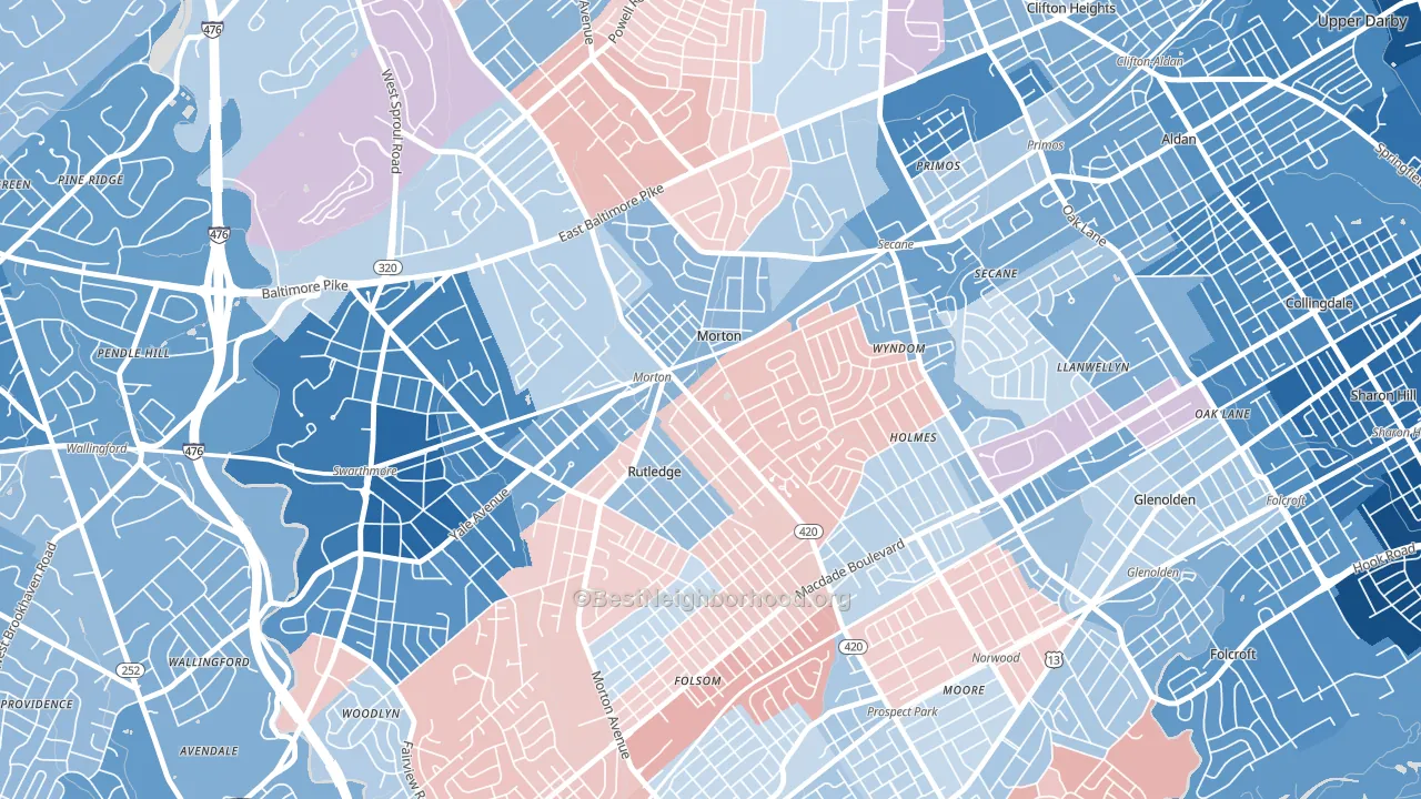 19070, PA block-group political-lean map