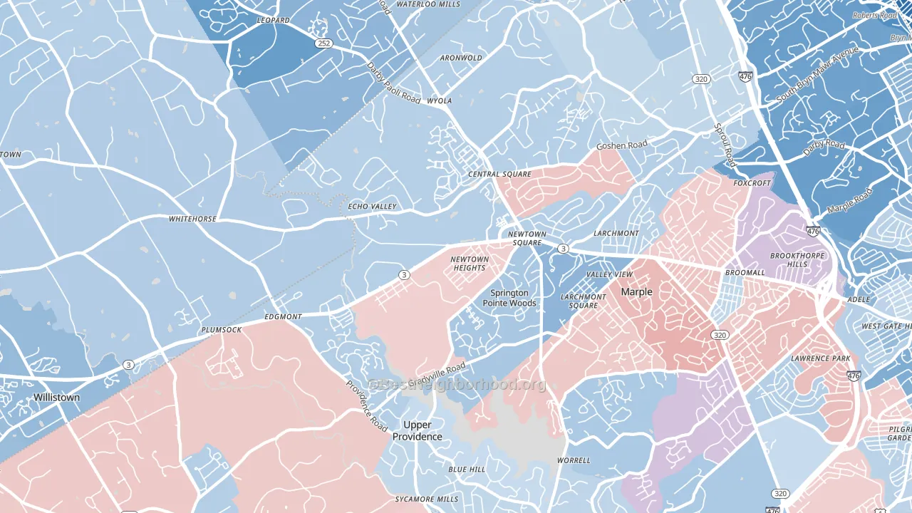 19073, PA block-group political-lean map