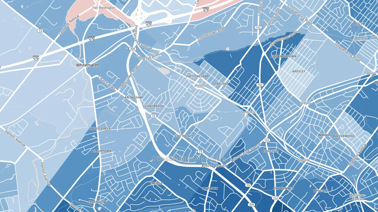 19075, PA block-group political-lean map
