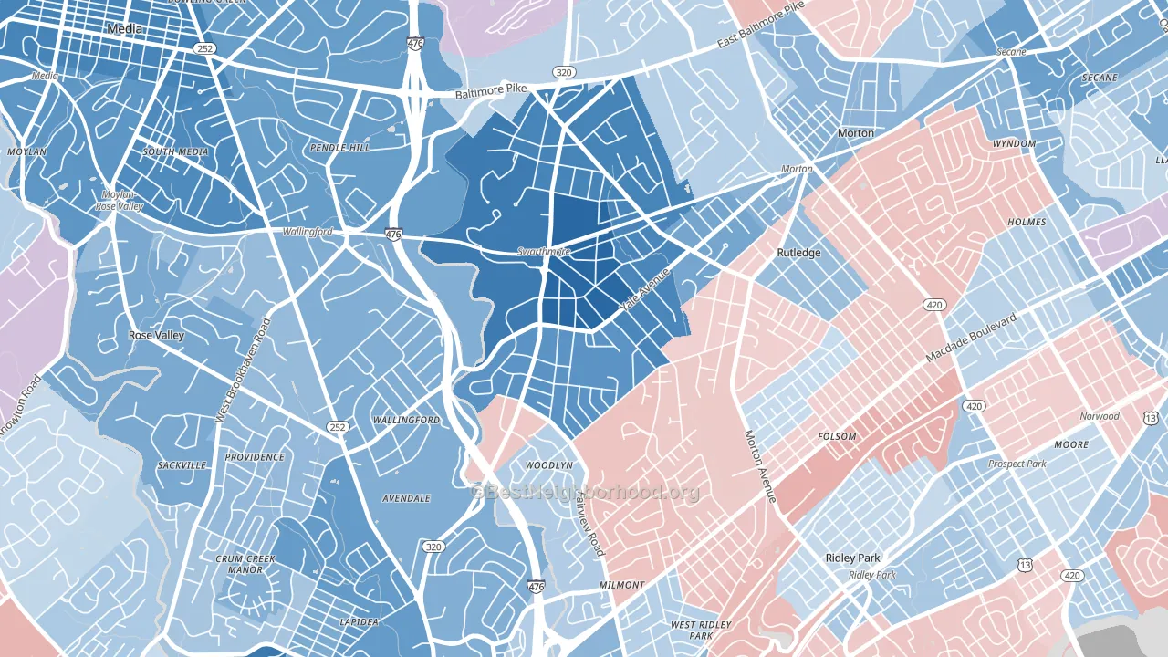 19081, PA block-group political-lean map