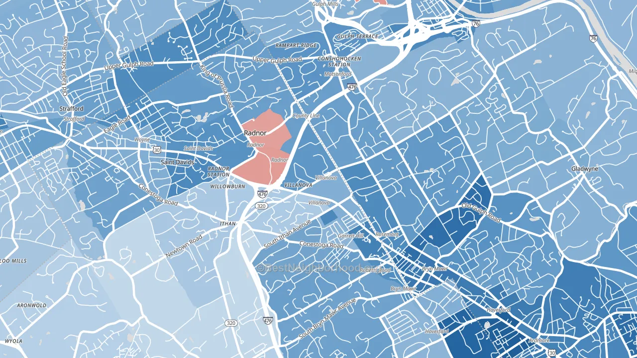 19085, PA block-group political-lean map