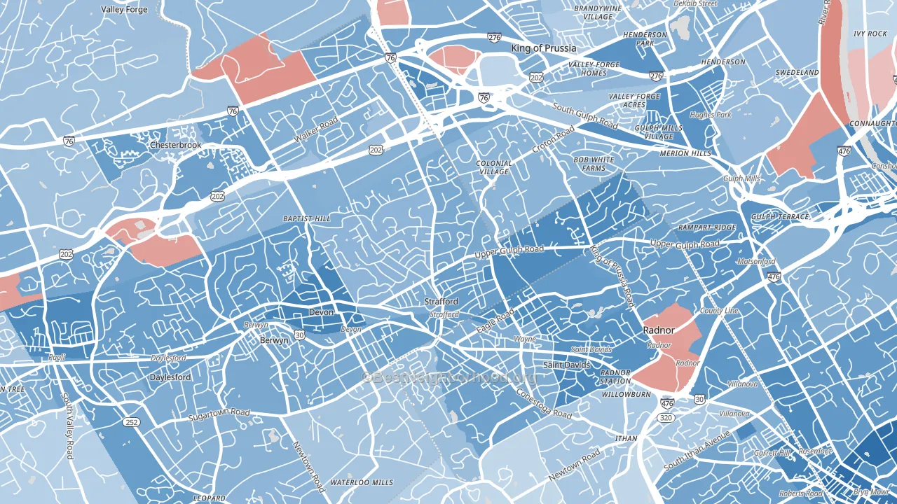 19087, PA block-group political-lean map