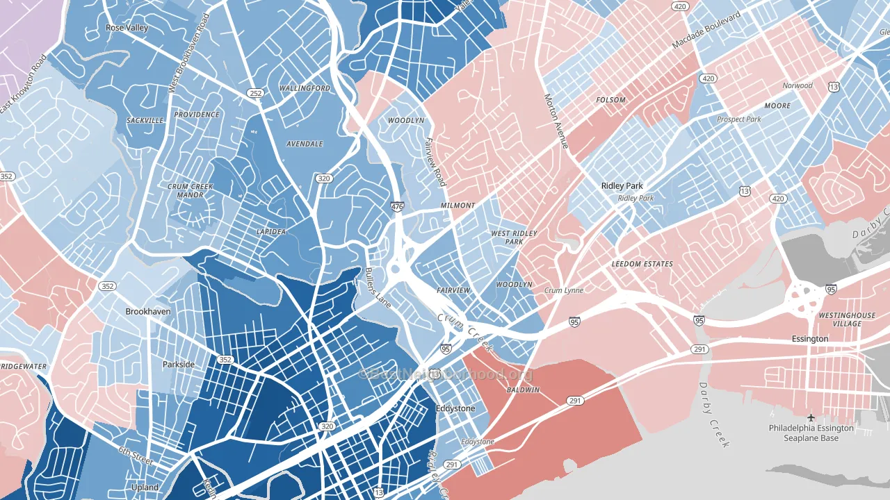 19094, PA block-group political-lean map