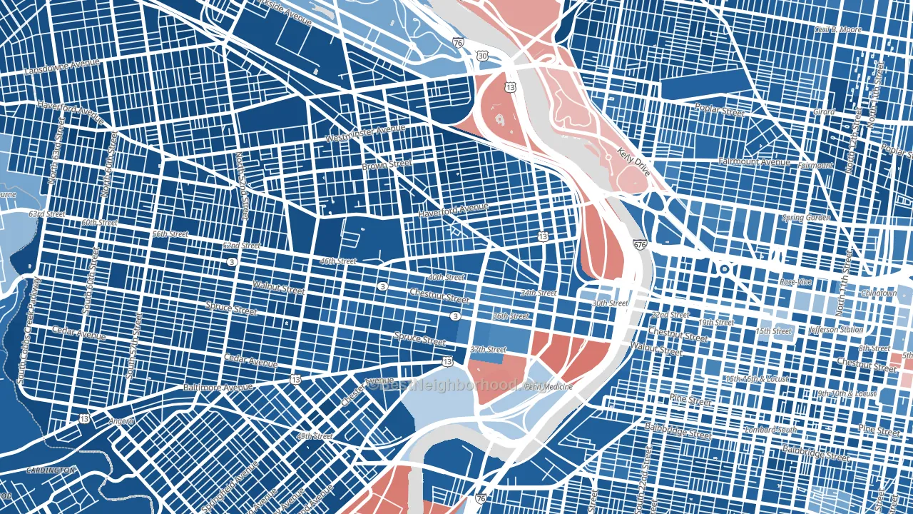 19104, PA block-group political-lean map