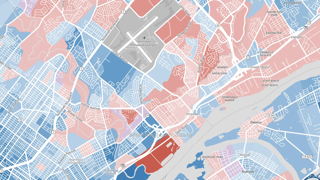 19114, PA block-group political-lean map