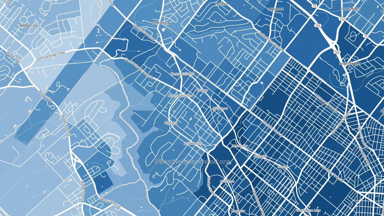 19118, PA block-group political-lean map