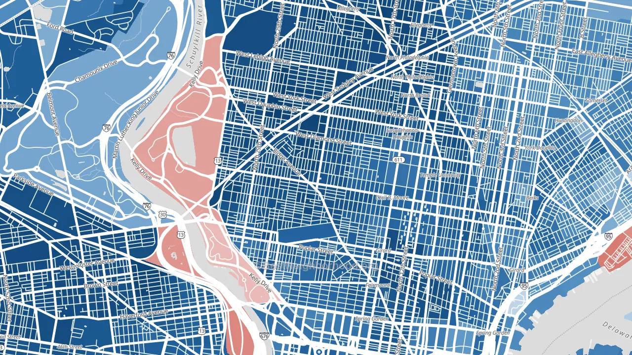 19121, PA block-group political-lean map