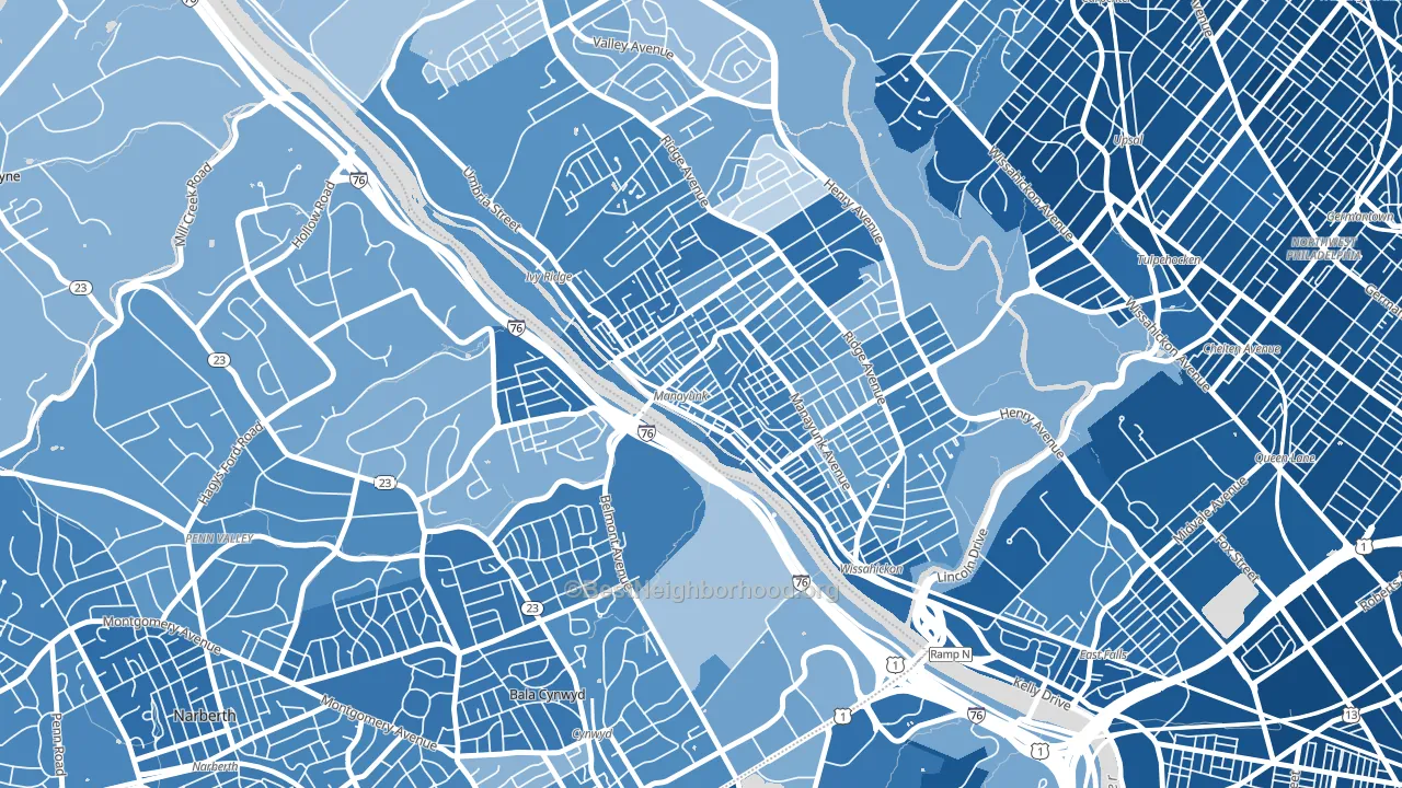 19127, PA block-group political-lean map