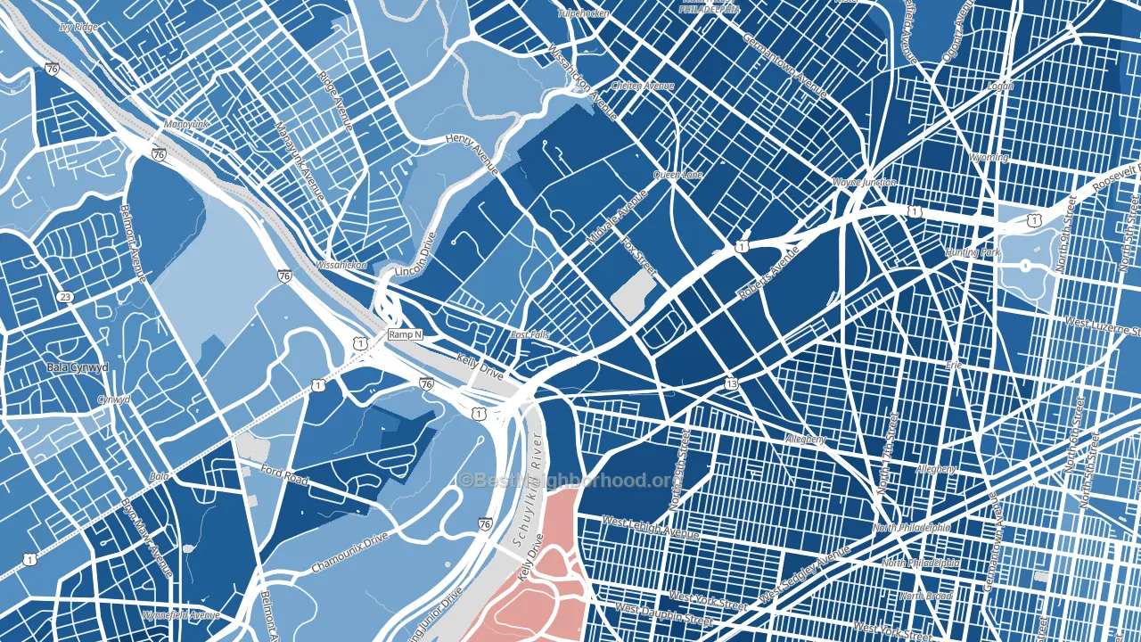 19129, PA block-group political-lean map