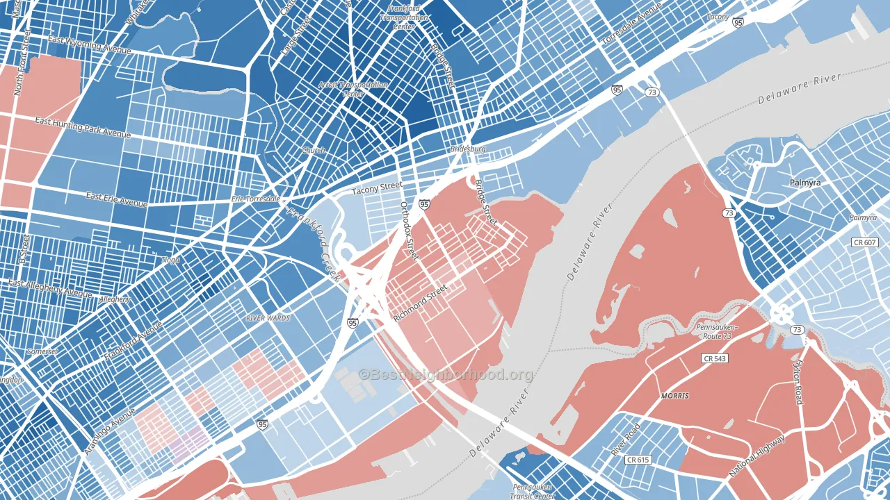19137, PA block-group political-lean map