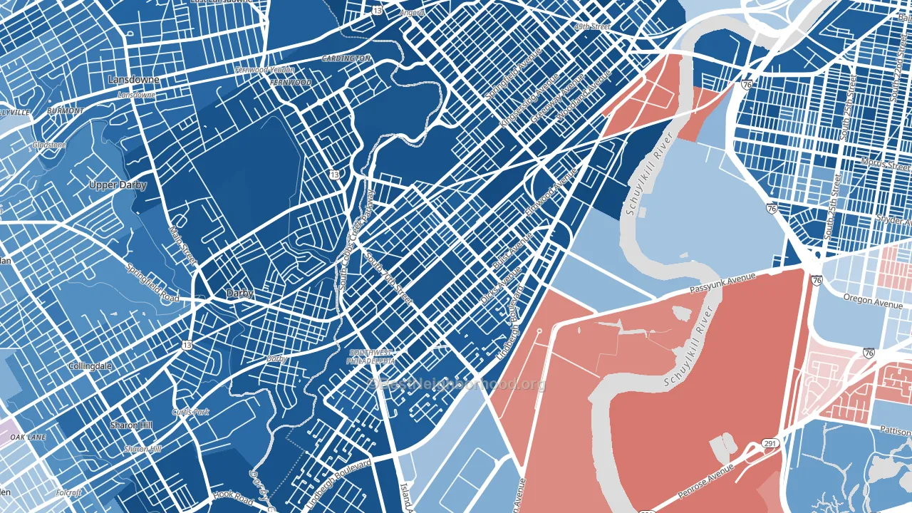 19142, PA block-group political-lean map