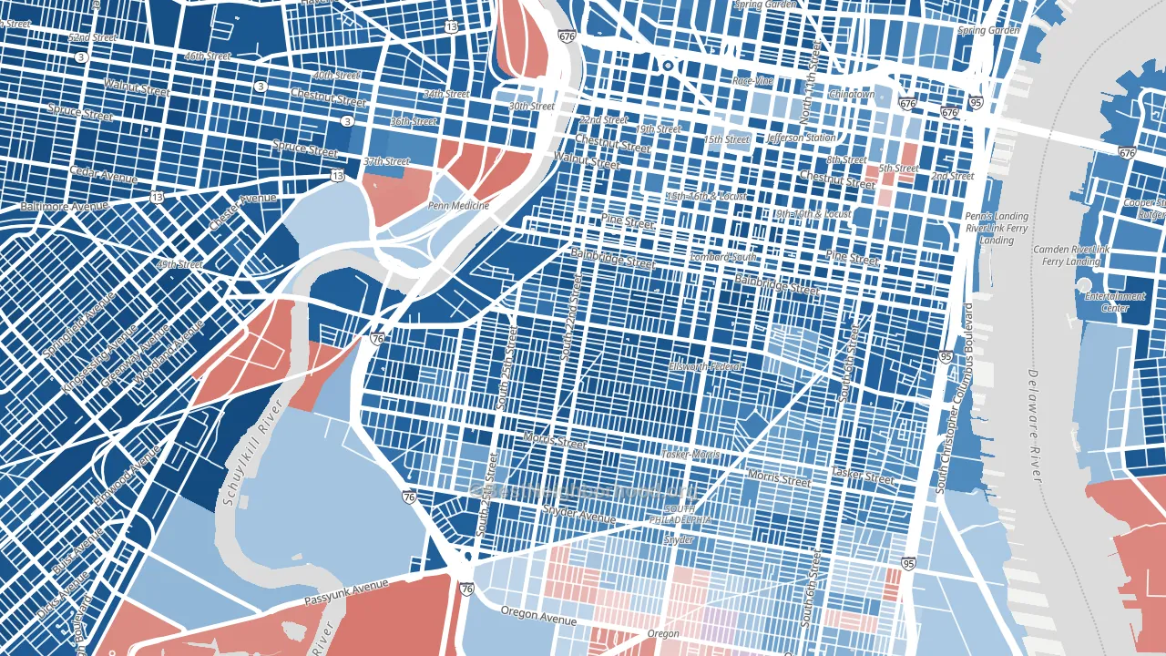 19146, PA block-group political-lean map