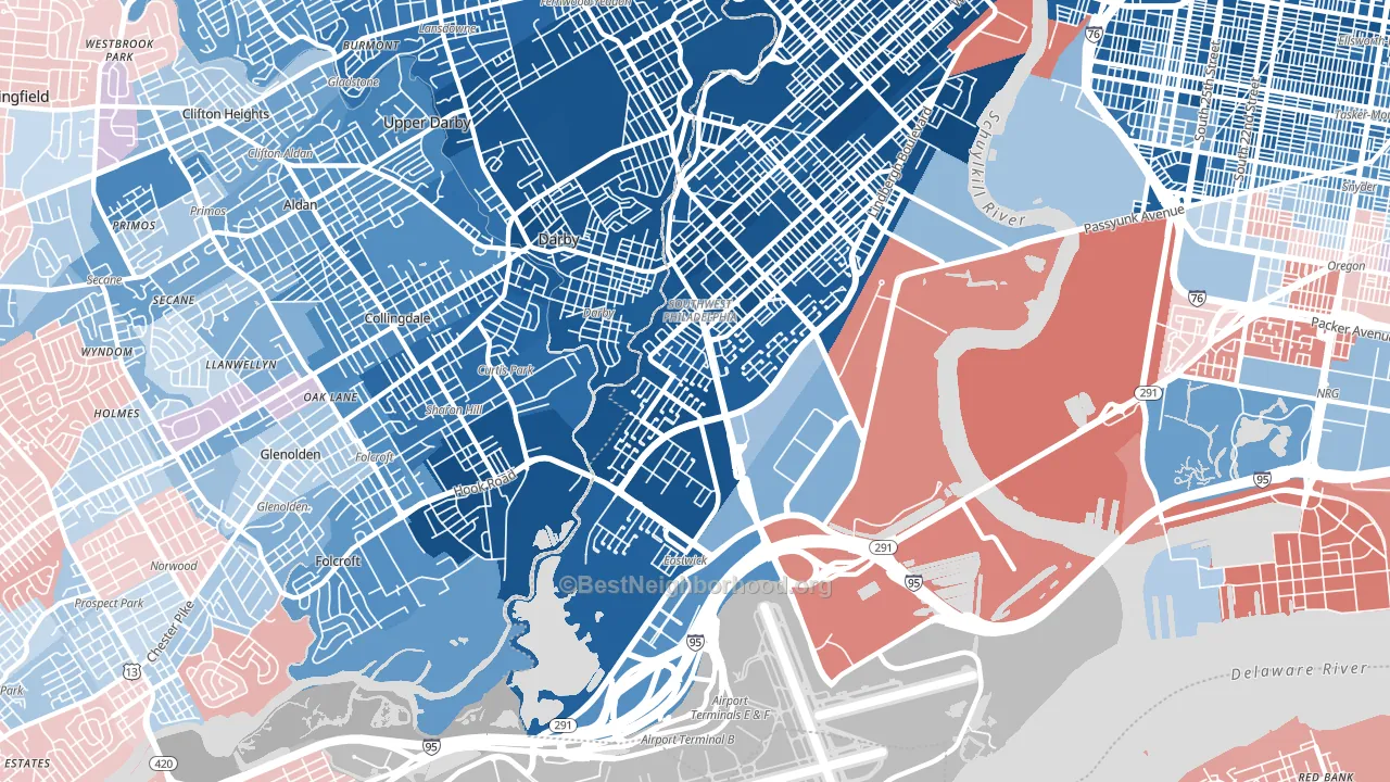 19153, PA block-group political-lean map