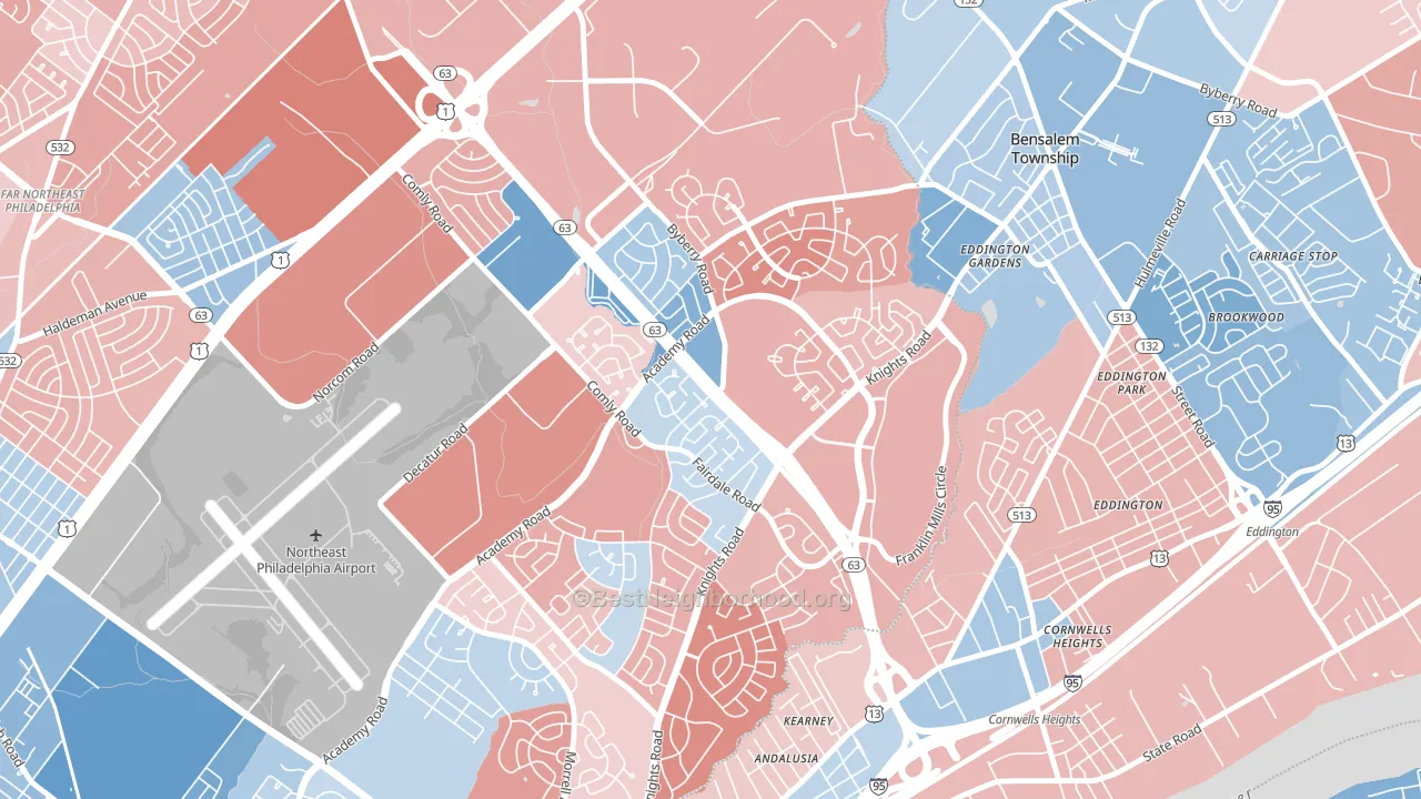 19154, PA block-group political-lean map