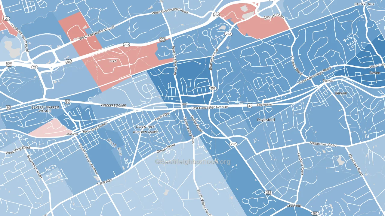 19301, PA block-group political-lean map