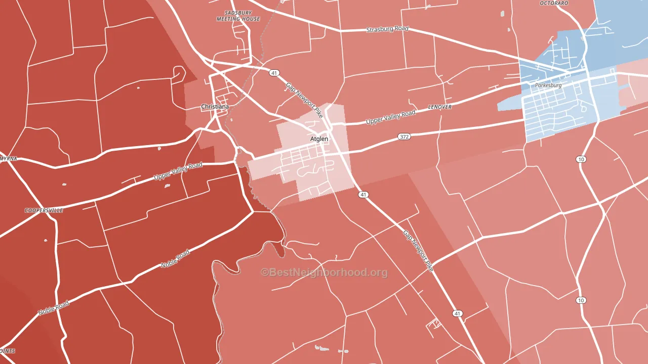 19310, PA block-group political-lean map