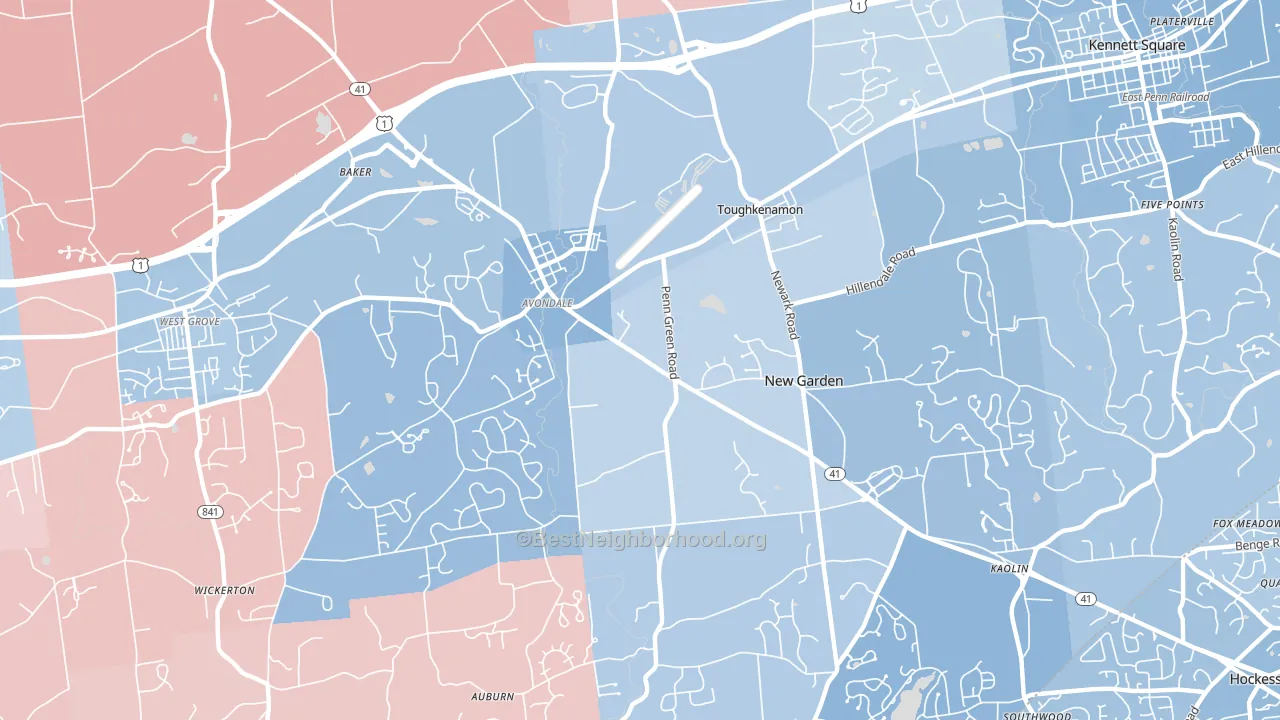 19311, PA block-group political-lean map