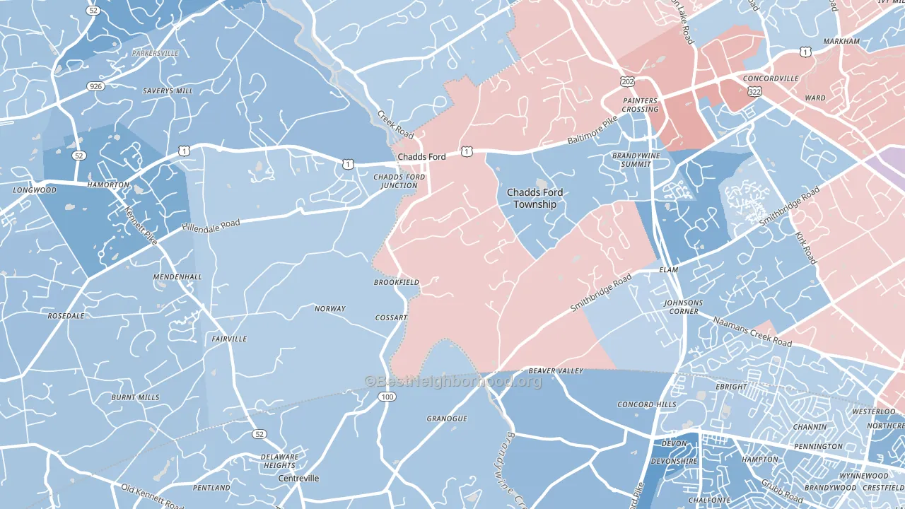 19317, PA block-group political-lean map