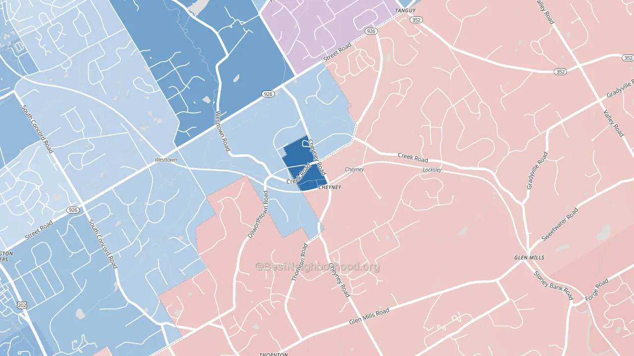 19319, PA block-group political-lean map