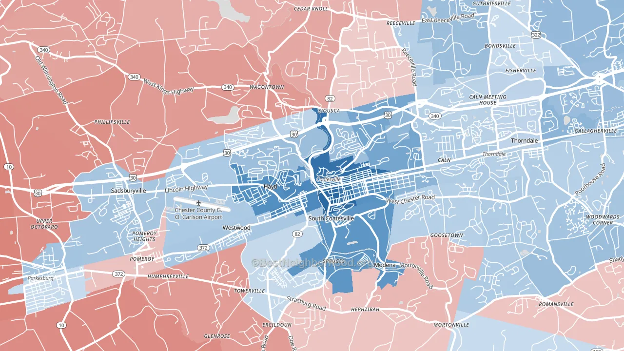 19320, PA block-group political-lean map