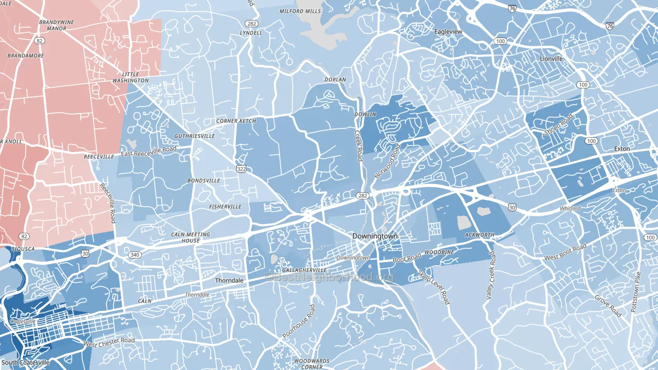 19335, PA block-group political-lean map