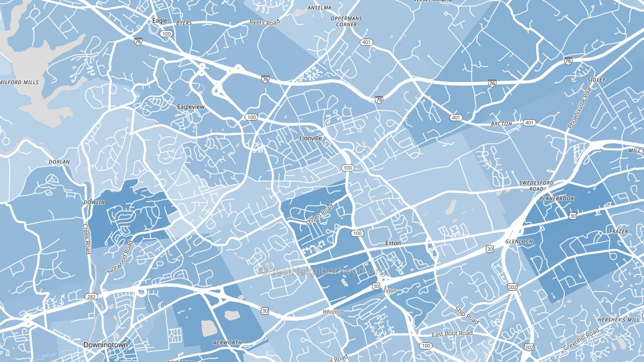 19341, PA block-group political-lean map