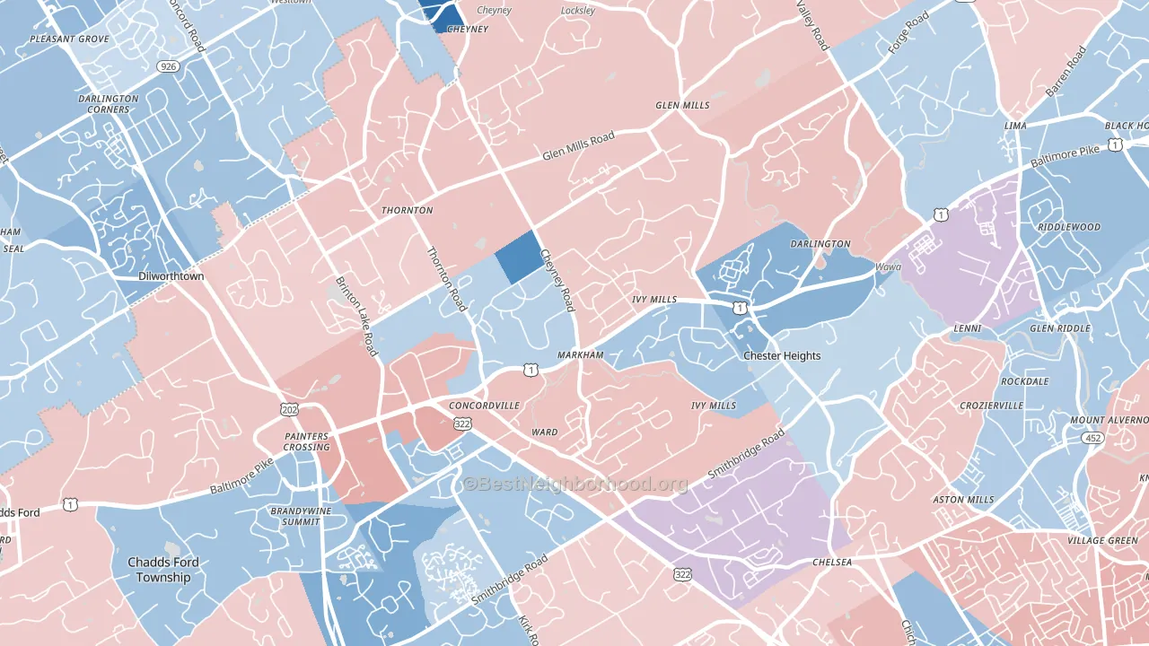 19342, PA block-group political-lean map