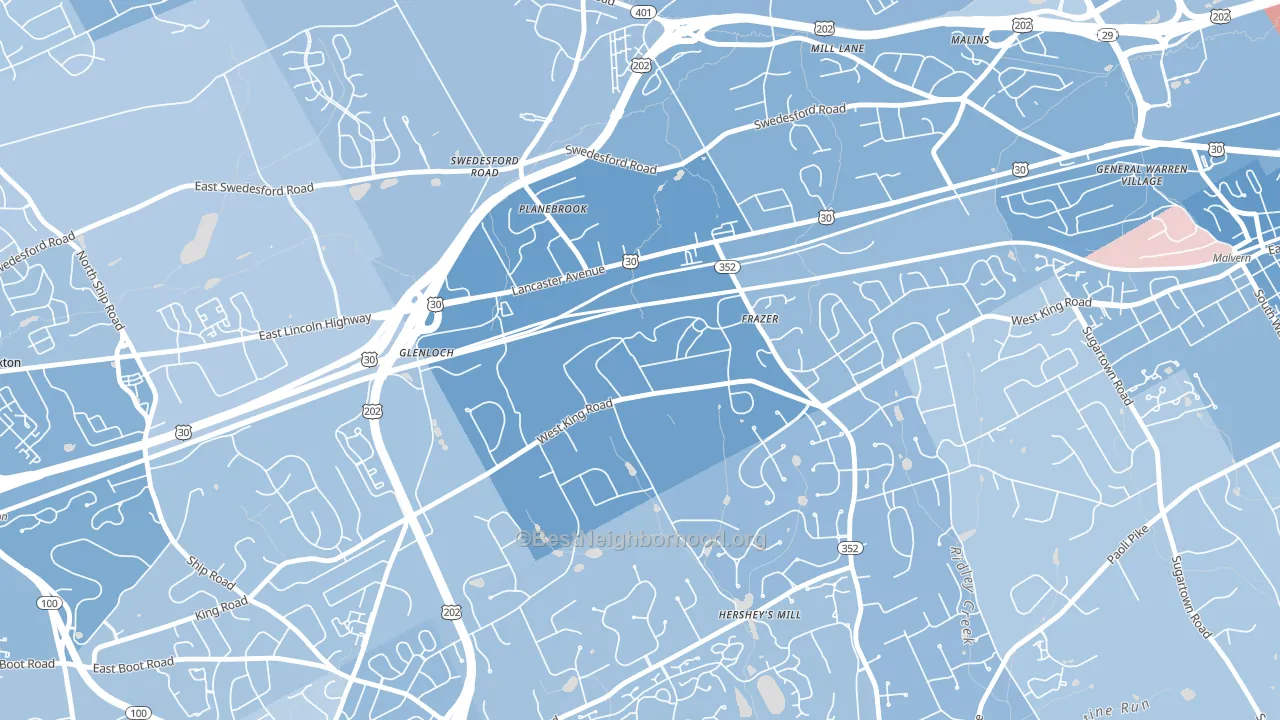 19345, PA block-group political-lean map