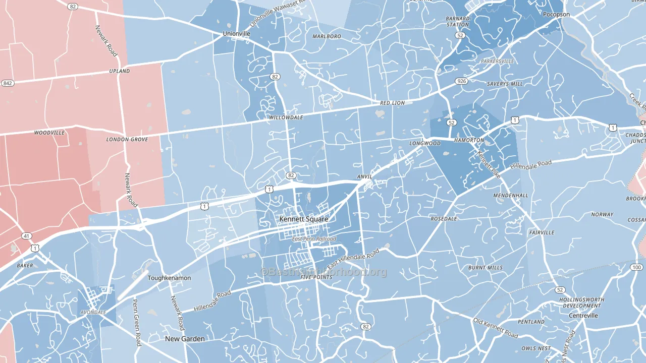 19348, PA block-group political-lean map
