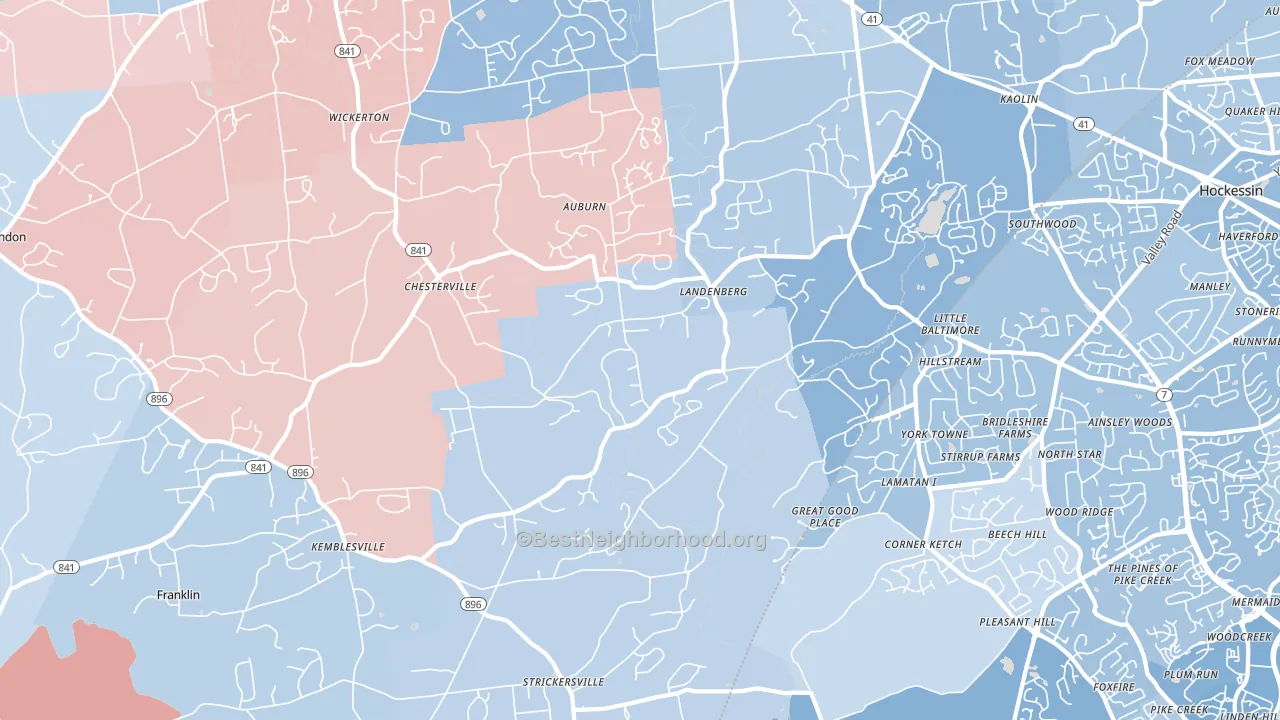 19350, PA block-group political-lean map