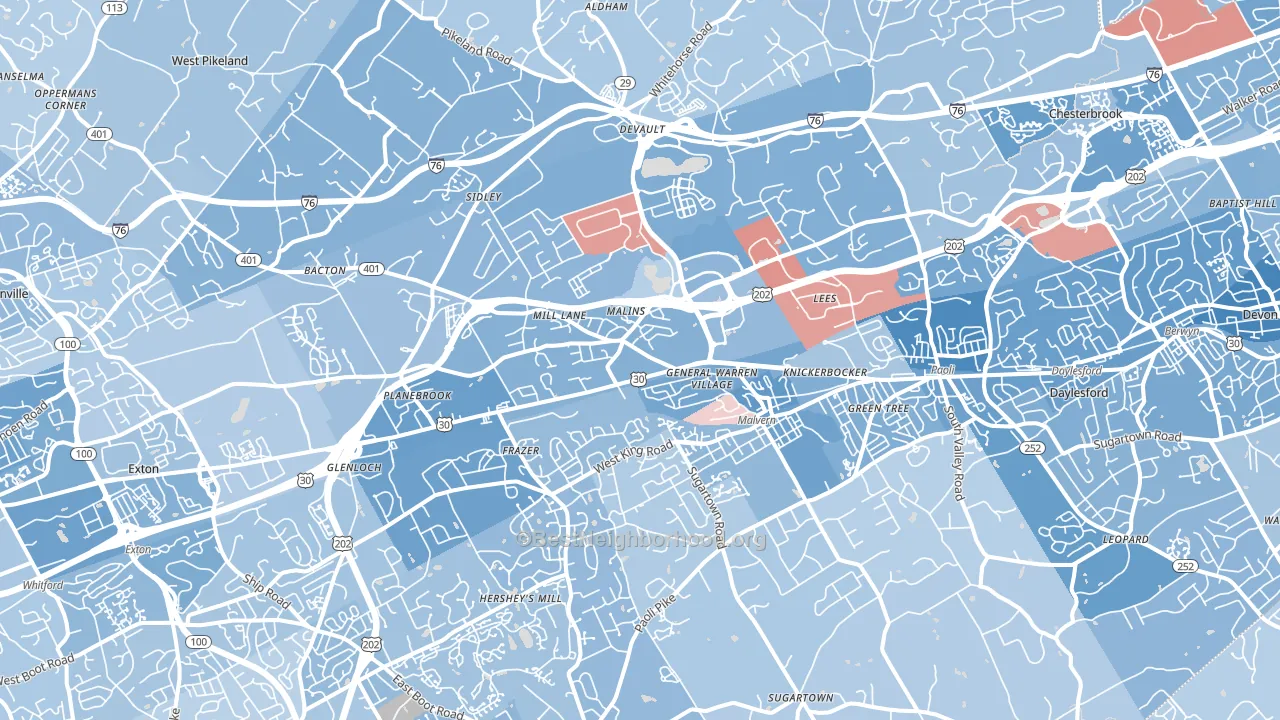 19355, PA block-group political-lean map