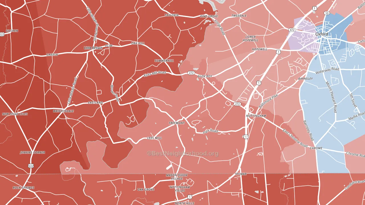 19362, PA block-group political-lean map