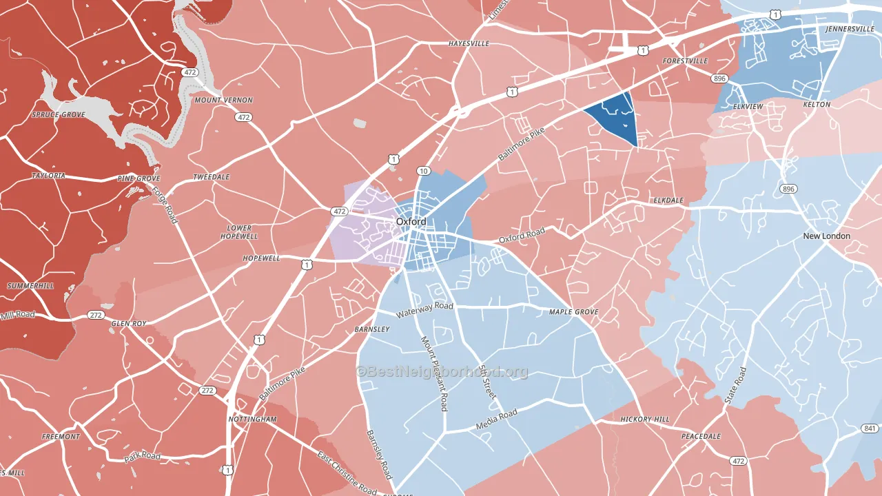 19363, PA block-group political-lean map