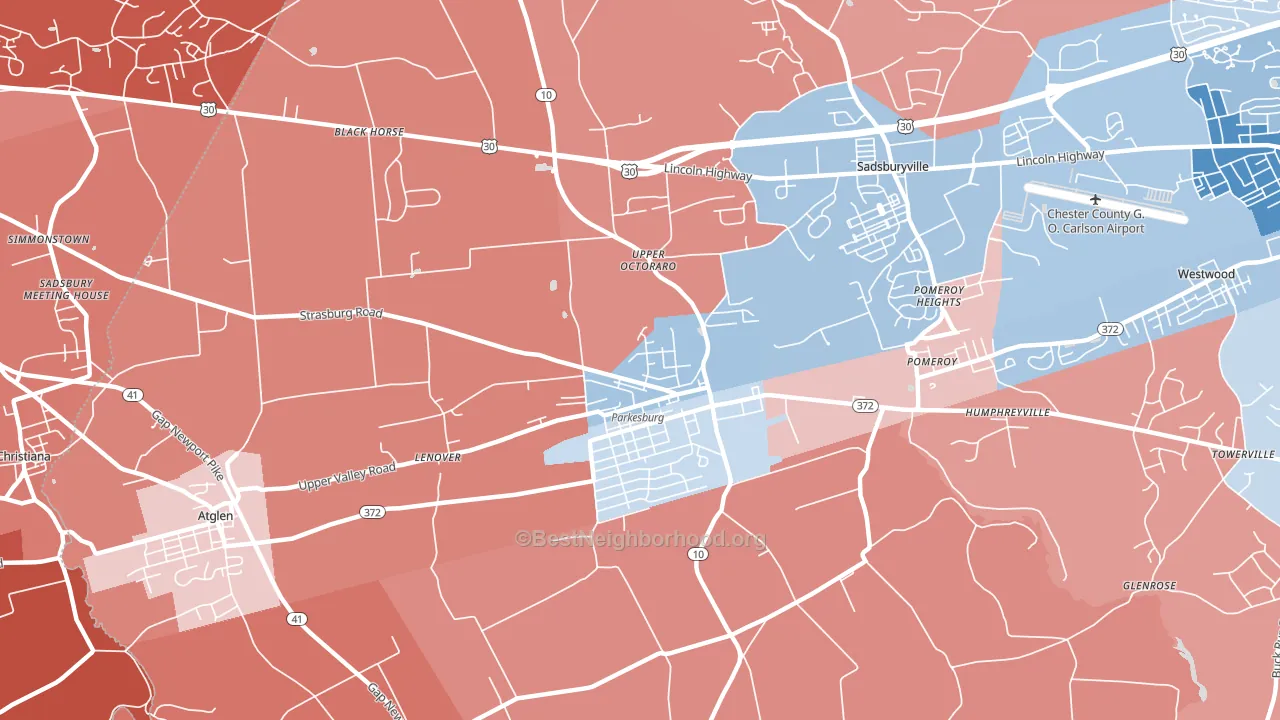 19365, PA block-group political-lean map