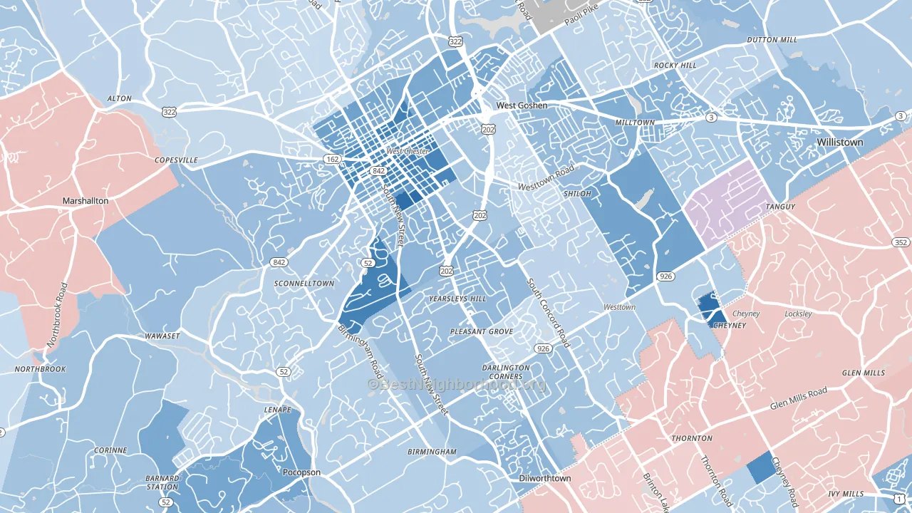 19382, PA block-group political-lean map