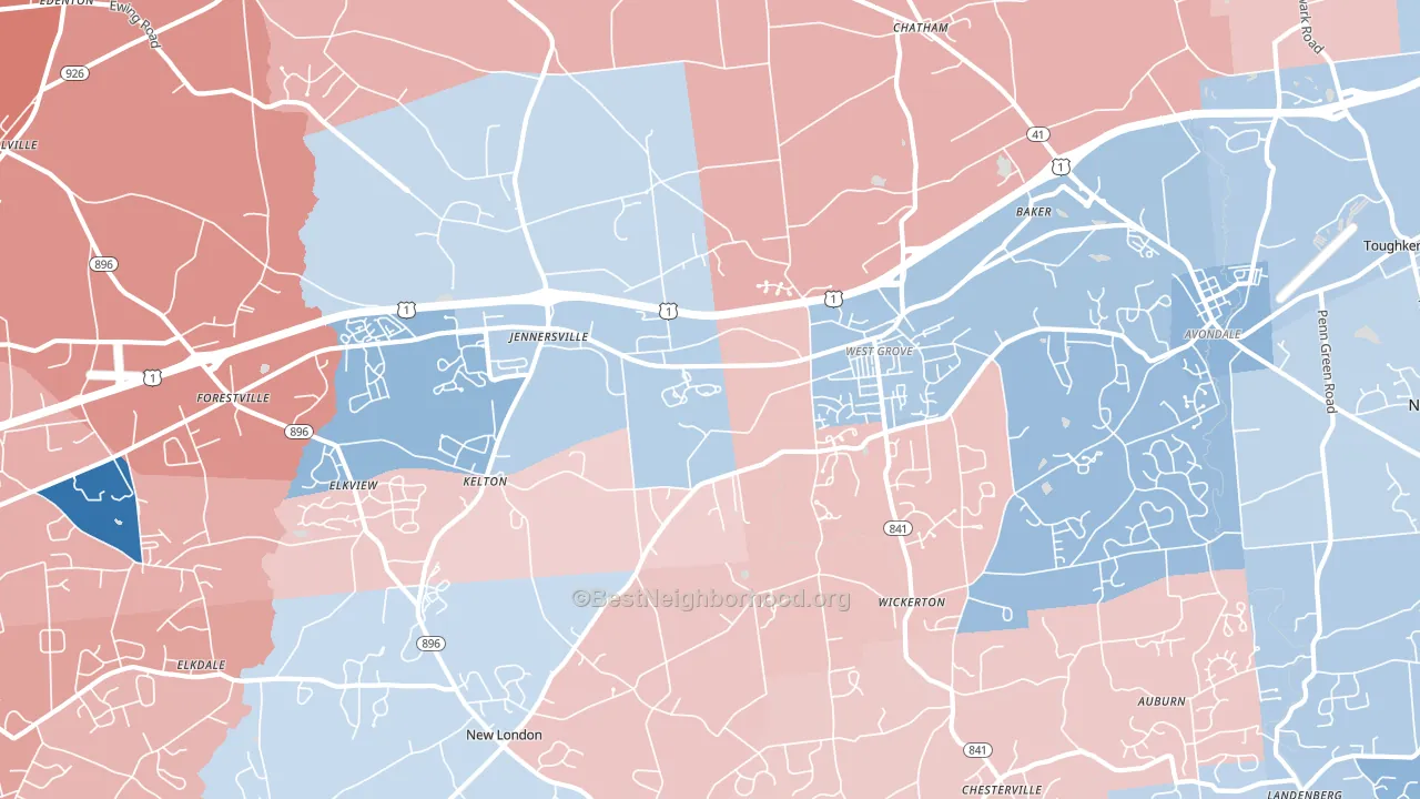 19390, PA block-group political-lean map