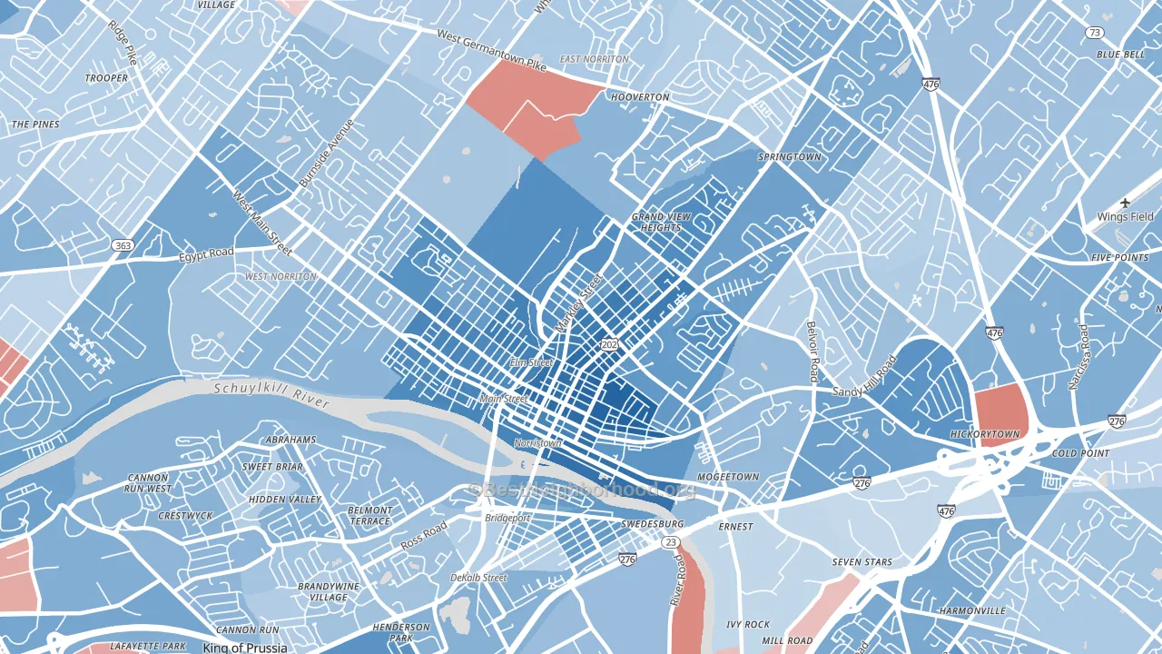 19401, PA block-group political-lean map