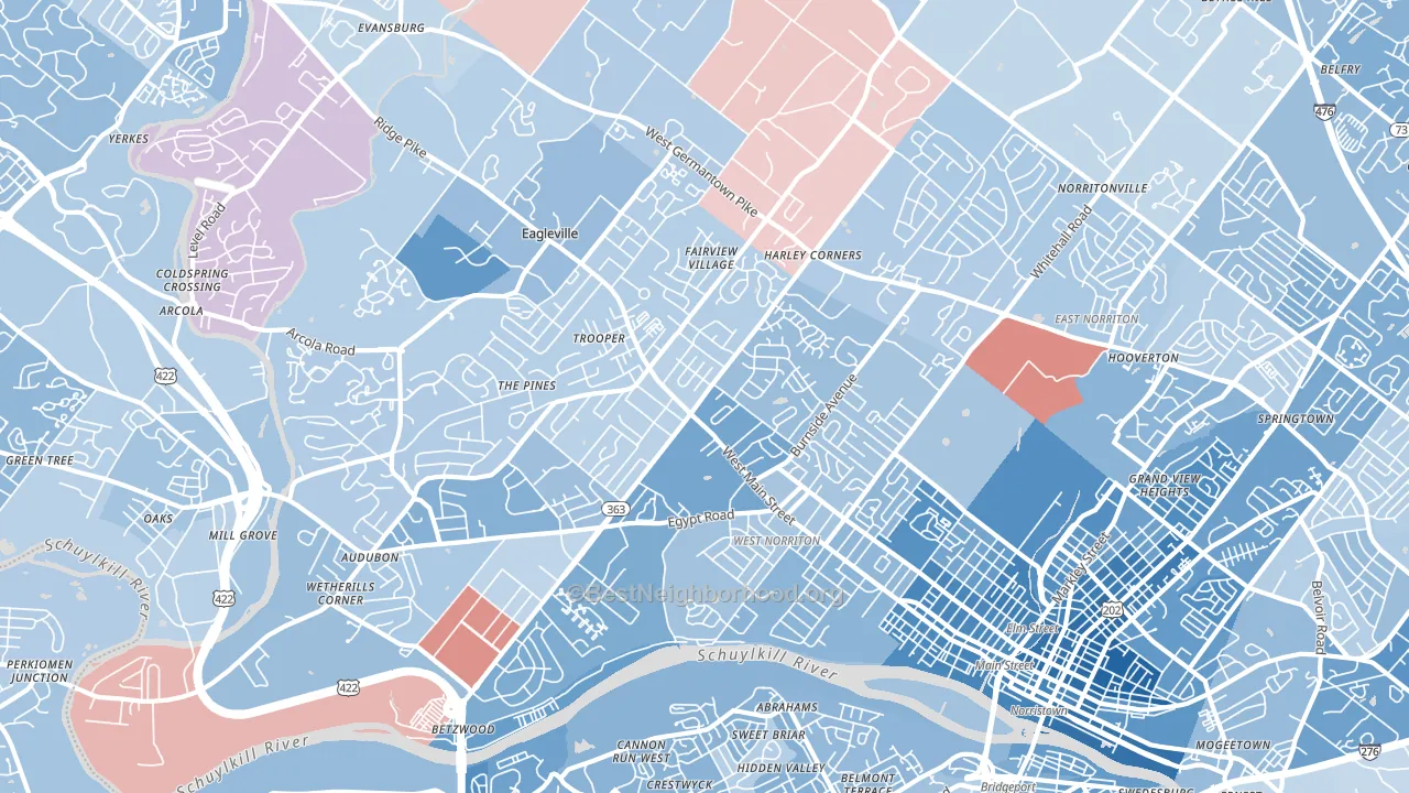 19403, PA block-group political-lean map