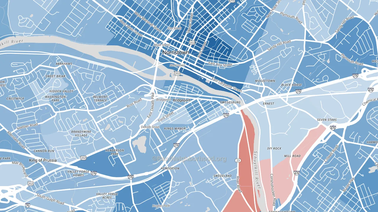 19405, PA block-group political-lean map