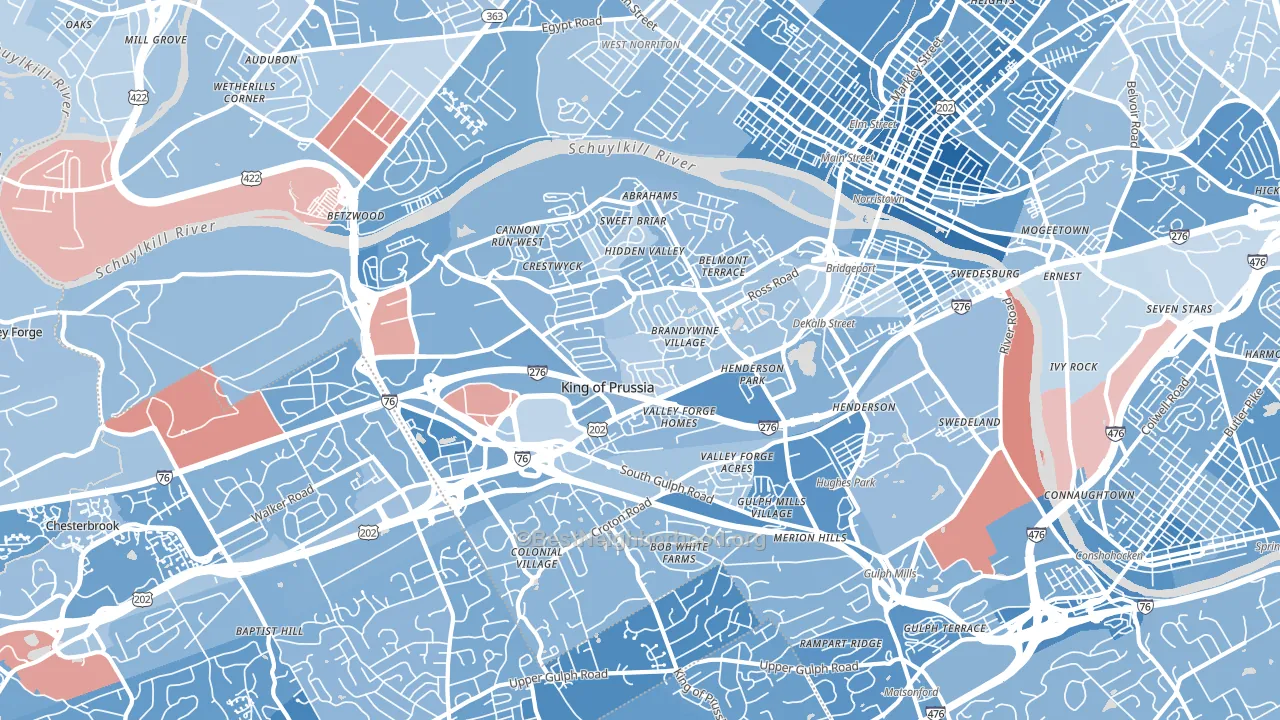 19406, PA block-group political-lean map