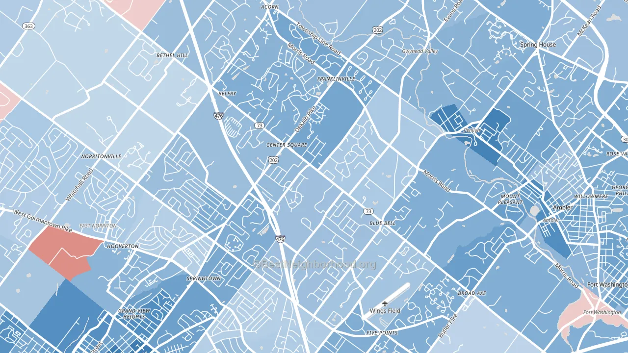 19422, PA block-group political-lean map