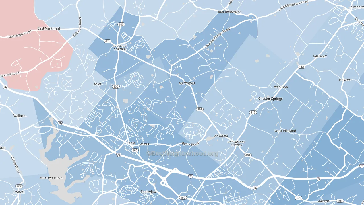 19425, PA block-group political-lean map